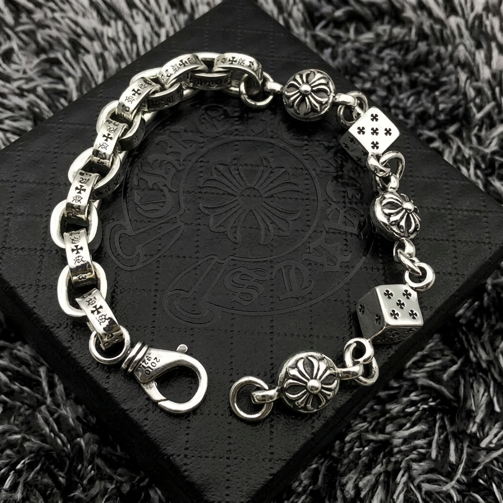 Chrome Hearts Dice & Cross Link Bracelet