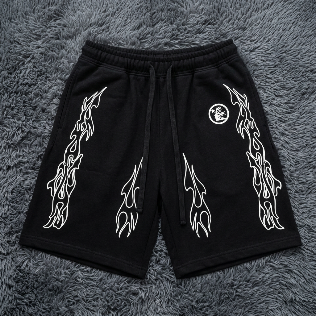 Hellstar Classic Flame Graphic Sweat Shorts