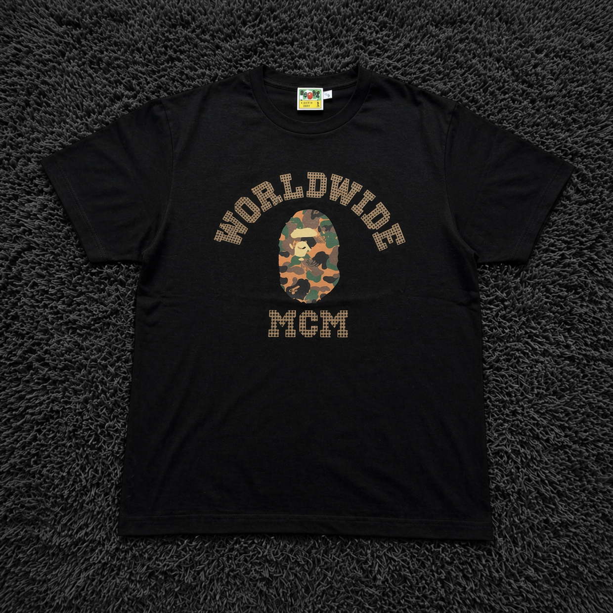BAPE x MCM "Worldwide" Camo Ape Head Tee