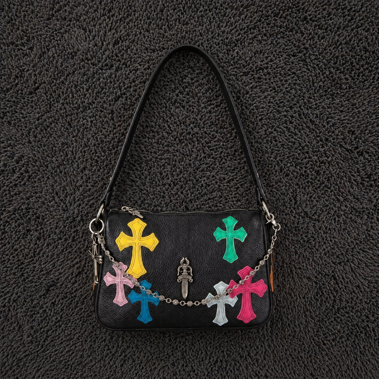Chrome Hearts Multicolor Cross Patch Leather Purse