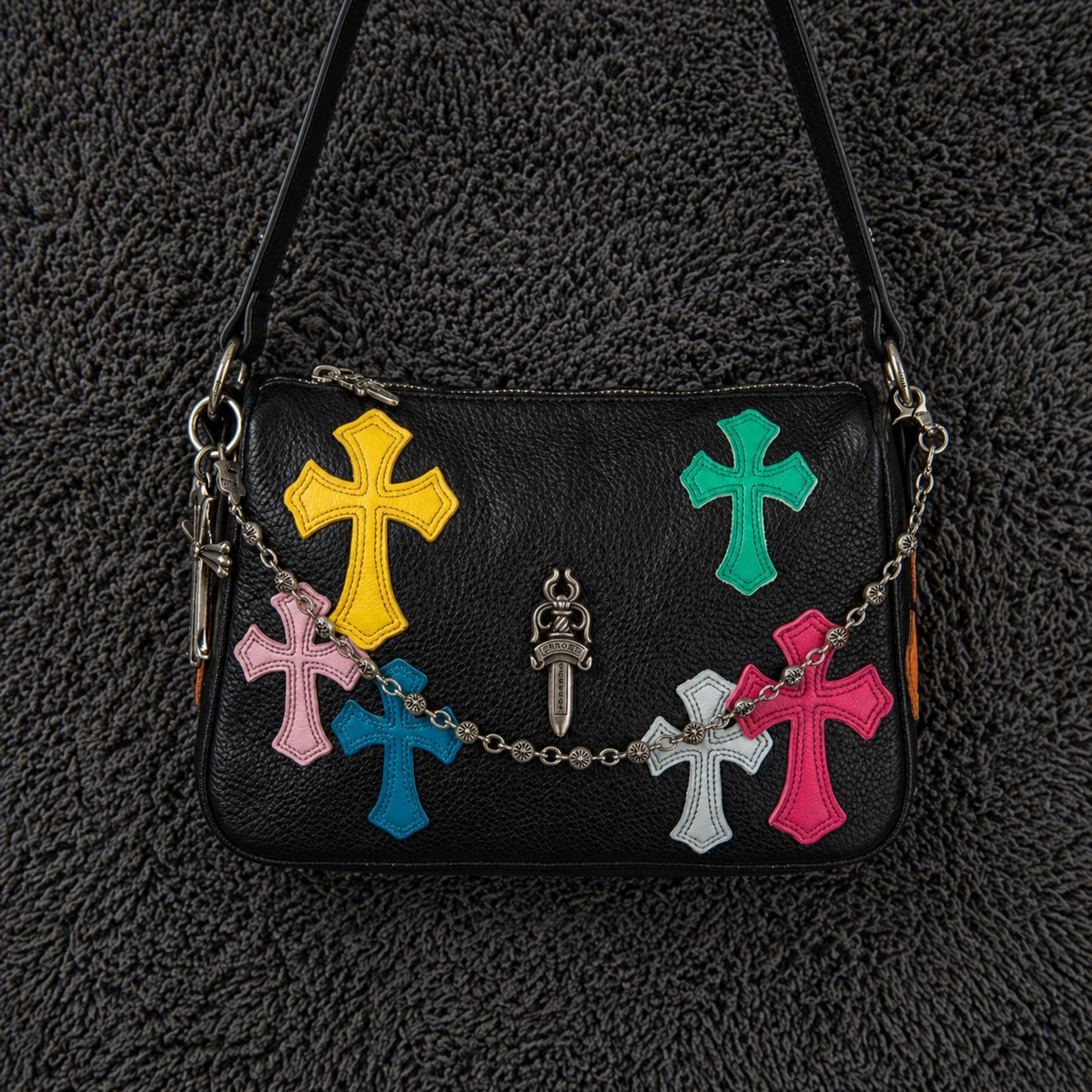 Chrome Hearts Multicolor Cross Patch Leather Purse