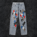 Chrome Hearts Multi-Color Cross Patch Denim