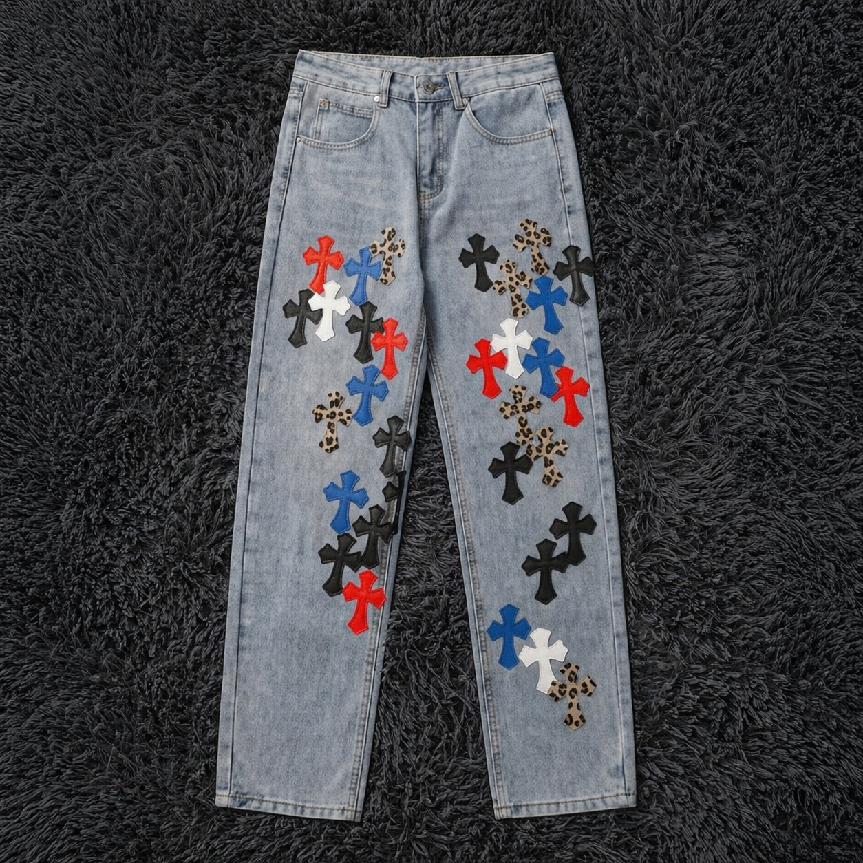 Chrome Hearts Multi-Color Cross Patch Denim