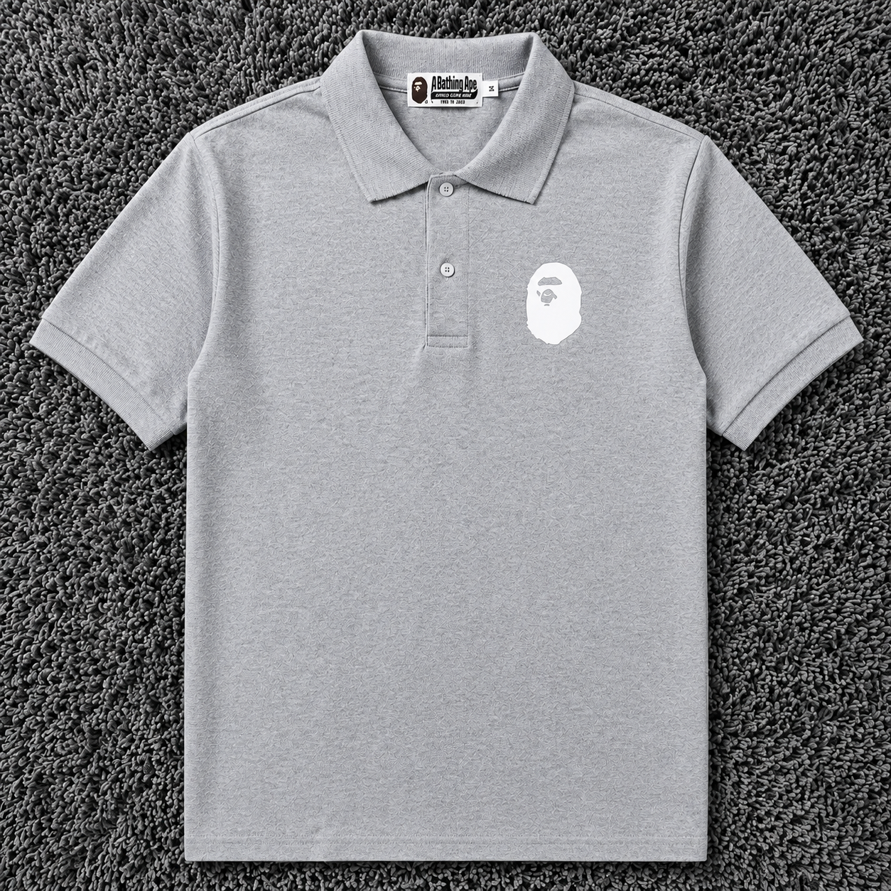 Bape Grey Ape Head Polo Shirt
