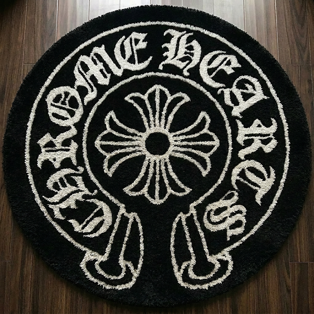 Chrome Hearts Horseshoe Floral Cross Round Rug
