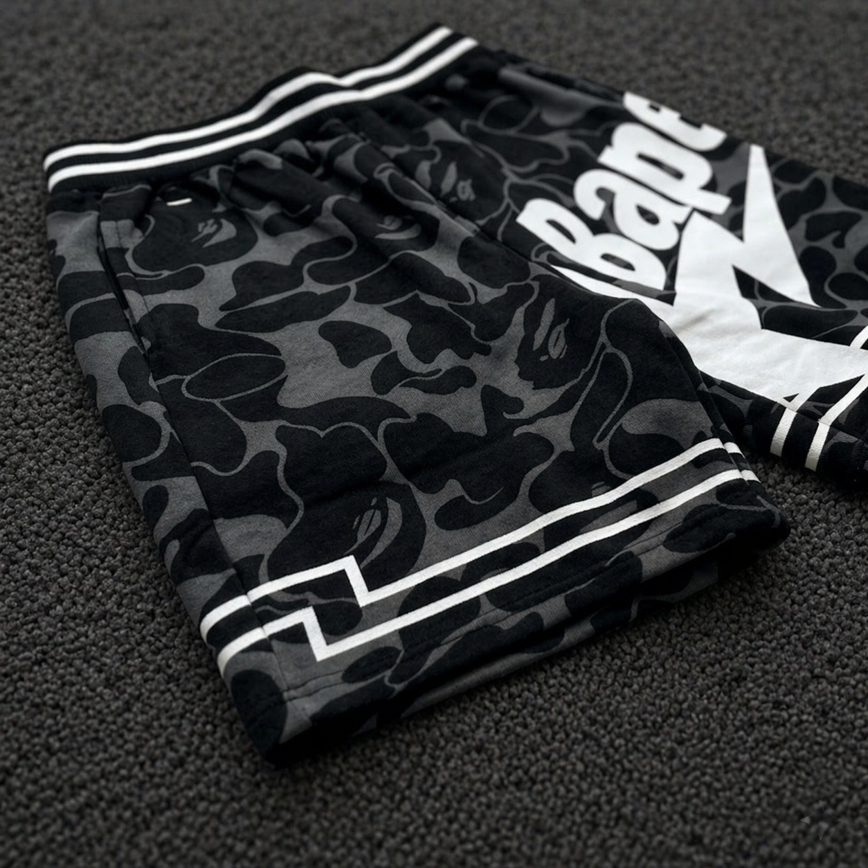 BAPE Grey Camo Athletic Shorts
